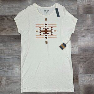 NWT Pendleton Sz XL Cream Tee Shirt Dress Boho Geometric Aztec Print